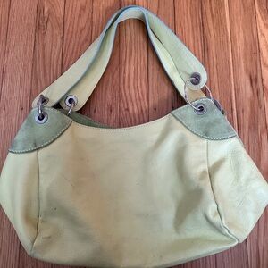 Green suede shoulder bag